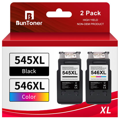 BunToner PG-545 546 XL Compatible ink cartridges for Canon printers 545 546 XL Multipack for Canon Pixma MX495 TR4550 cartridges for Canon TR4551 TS3150 ink cartridges (Black, Color, 2-Pack)