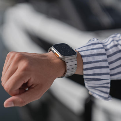 Arctic Phantom Titanium Bracelet compatible with Apple Watch Series 1, 2 49mm, Grade 2 titanium link bracelet [Sandblasted with DLC coating], [Butterfly clasp], [Ultra-lightweight] (Natural)