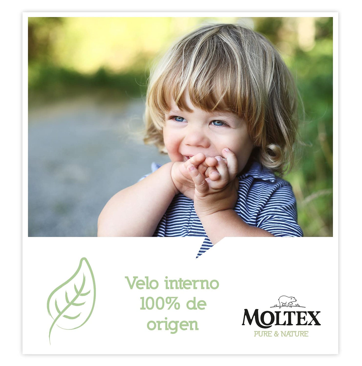 Moltex Pure & Nature 200 white Eco diapers with printed design, Size 4 (9-15 kg), 4 bags of 50 pieces.