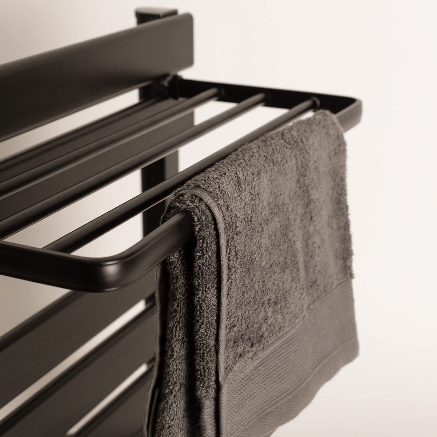 CREATE / WARM Towel Mini 150W / Electric Bathroom Heater Black with Shelf / 52.3x8x55.8cm / Quiet, low consumption, LCD display, 150W