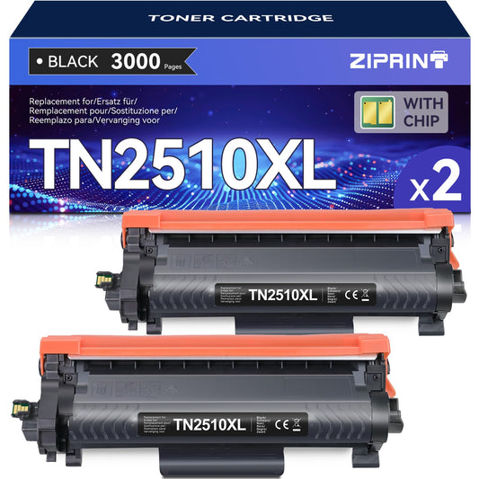 ZIPRINT TN2510XL TN-2510XL Compatible for Brother HL-L2400DWE Toner TN2510XL for Brother MFC-L2835DW Toner MCF-L2800DW MFC-L2827DW MFC-L2860DWE DCP-I2620DW DCP-L2627DW DCP-L2660DW (Black*2P)