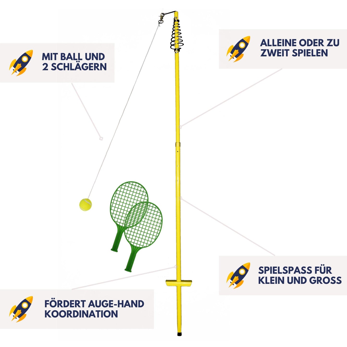 BEST SPORTING Twistball Set Edition 2022 - 5-piece set including 2 Twistball rackets - Swingball - Circletennis (Edition 2022)