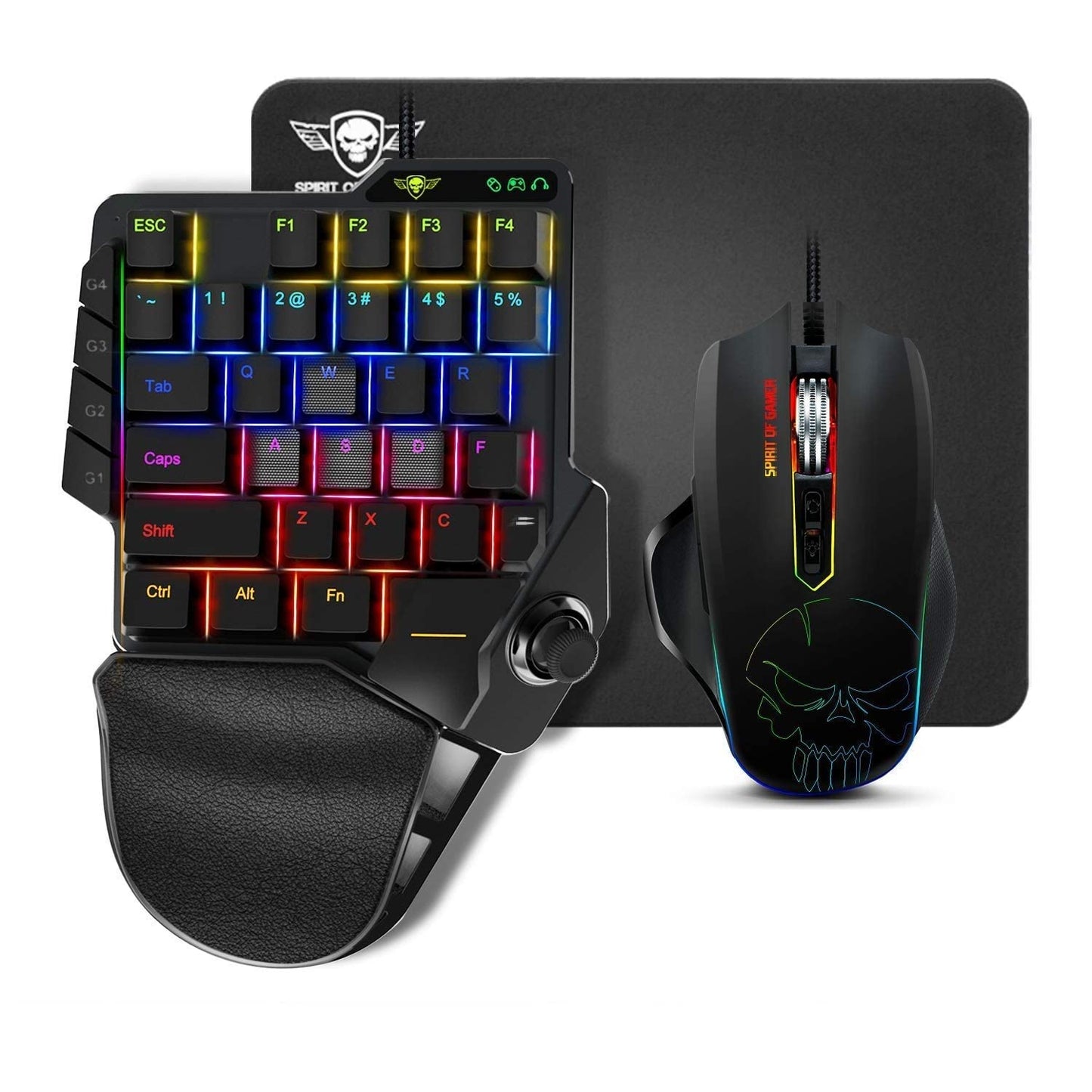 Spirit of Gamer - Xpert G900 Converter - Pack 3 in 1 RGB Keyboard + Mouse + Mousepad for PS4, Xbox S/X/ONE, and PC consoles - Opto-mechanical Keyboard with red switches - Mouse with 7 buttons and 3200 DPI.