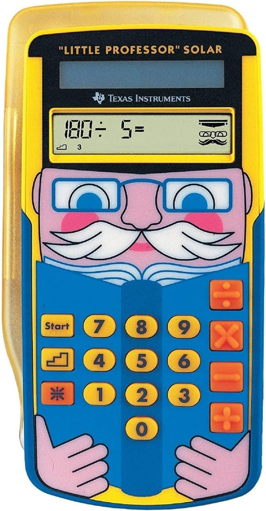 Texas Instruments Little Professor Calculator (for preschool and elementary school, solar powered, with 80,000 math problems) yellow-blue.