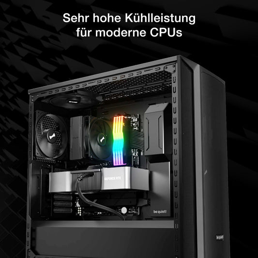 be quiet! Pure Rock 3 Black air cooler, very high cooling performance, 4 high-performance heat pipes with HDT technology, optimized Pure Wings 3 120mm PWM fan, pre-installed mounting bracket.