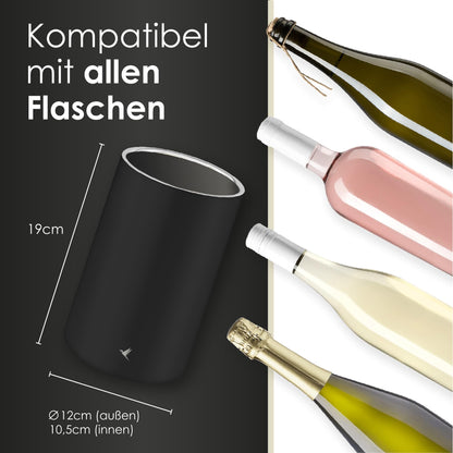 Beyond bottle cooler for wine, champagne, and sparkling wine bottles. Double-walled stainless steel champagne cooler - wine cooler, beverage cooler ideal for long outdoor wine nights in the garden (black stainless steel).