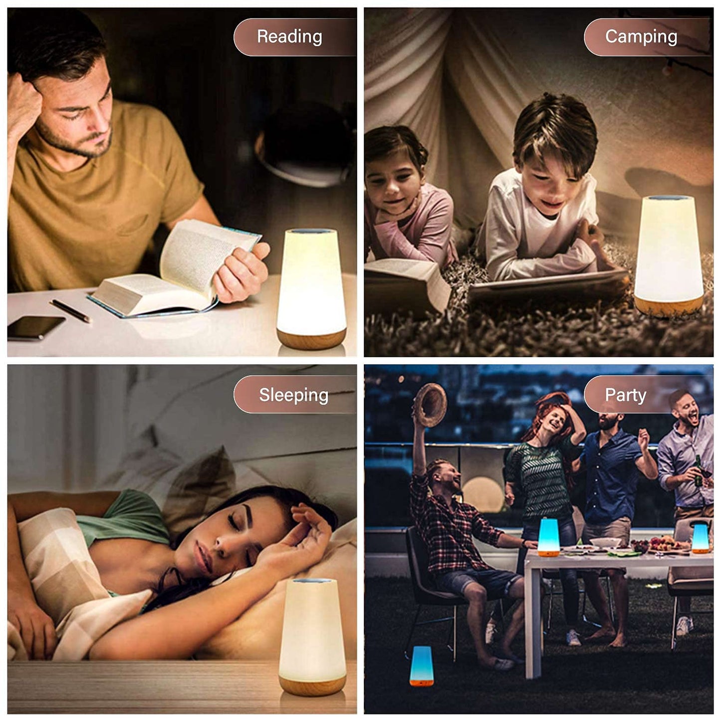 Lightess Dimmable Bedside Lamp 2 Pack Table Lamp Dimmable RGB Touch Smart Night Light Mood Light 13 Colors & Color Changing for Kids Room Bedroom Living Room Study Room etc.