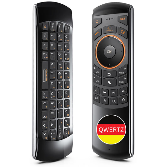 Orbsmart AM-1 Airmouse remote control with keyboard (QWERTZ) - 3-in-1 Universal control for Android TV Box, Windows PC, Mini-PC & HTPC - Infrared learning function & Gyroscope