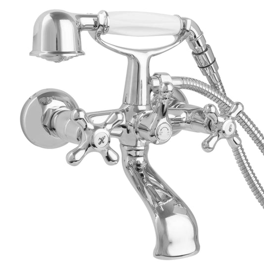 PaulGurke's Nostalgia Retro Bathtub Faucet Mixer with Shower Head Two-Handle Mixer Tub Filler Faucet