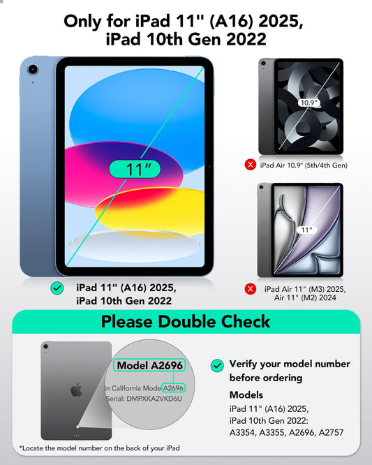 ESR case for iPad 11th generation, iPad (A16) 11th/10th gen case (2025/2022), Vertical stand function, Multiple viewing angles, Ultra stable case with pencil holder, Flip Series, Black.