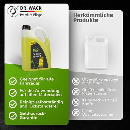 DR. WACK - F100 Bicycle Cleaner 2 Liter - Cleaning agent for the entire bicycle - Effective bicycle care product - Cleaning spray acid-free & gentle on materials - High-quality bicycle care.