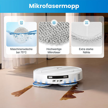 24 pieces of accessories for Ecovacs Deebot T50 PRO Omni/T50 Omni robot vacuum, includes 1 main brush, 6 mop cloths, 6 dust bags, 4 filters, 6 side brushes, and 1 cleaning brush.