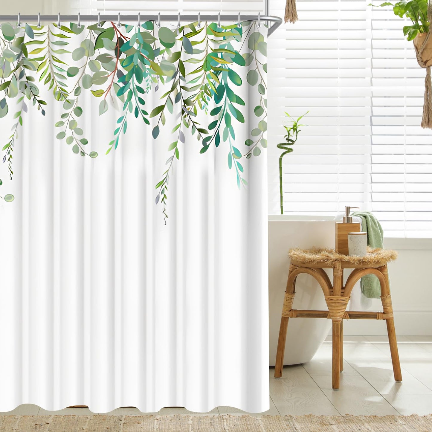 Lerores shower curtain 180x180 anti-mold textile shower curtains, leaf waterproof, weighted hem, washable, fabric shower curtain for bathroom and bathtub with 12 hooks.