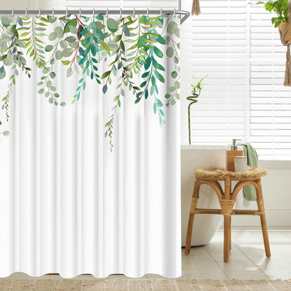 Lerores shower curtain 180x180 anti-mold textile shower curtains, leaf waterproof, weighted hem, washable, fabric shower curtain for bathroom and bathtub with 12 hooks.