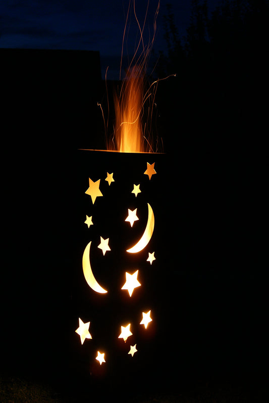 Fire column star magic patina rust metal garden decoration garden stele torch fire column