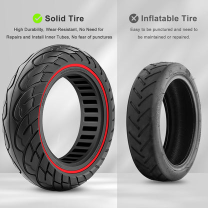 Amitor solid tires 10x2.5-6.5 for Ninebot MAX G30 G30P G30LP, 10 inch solid rubber scooter puncture-proof, E scooter Honeycomb 60/70-6.5 tires solid rubber anti-slip & wear-resistant (Slot 44), 2PCS
