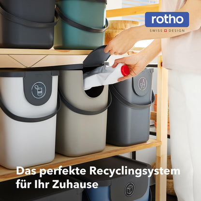 Rotho Albula waste separation system 25l for the kitchen, plastic (PP) BPA-free, brown/anthracite, 25l (40.0 x 23.5 x 34.0 cm)