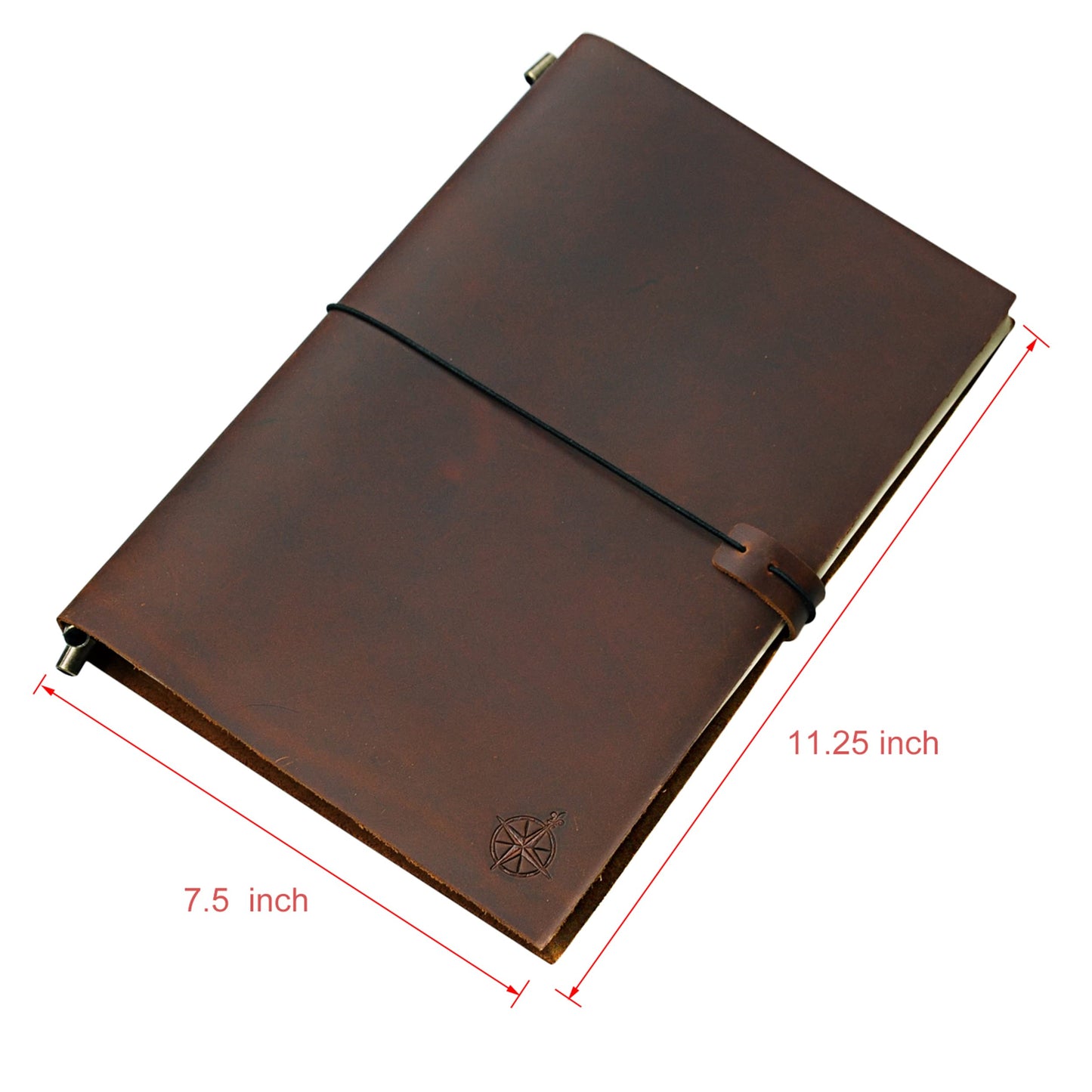 WANDERINGS Leather Travelers Notebook - Refillable journal made of genuine leather. Ideal for writers, poets, travelers, and as a diary. Includes blank inserts.