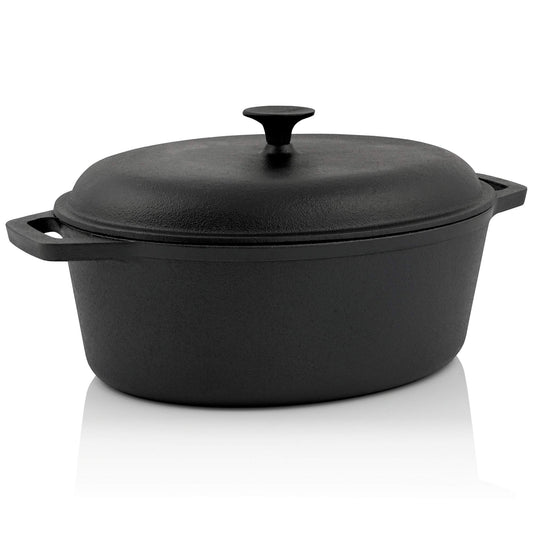 BBQ-Toro cast iron roaster I 6.4 liter cast iron pot I 33 x 26 cm pot with lid I cocotte for grill and oven.