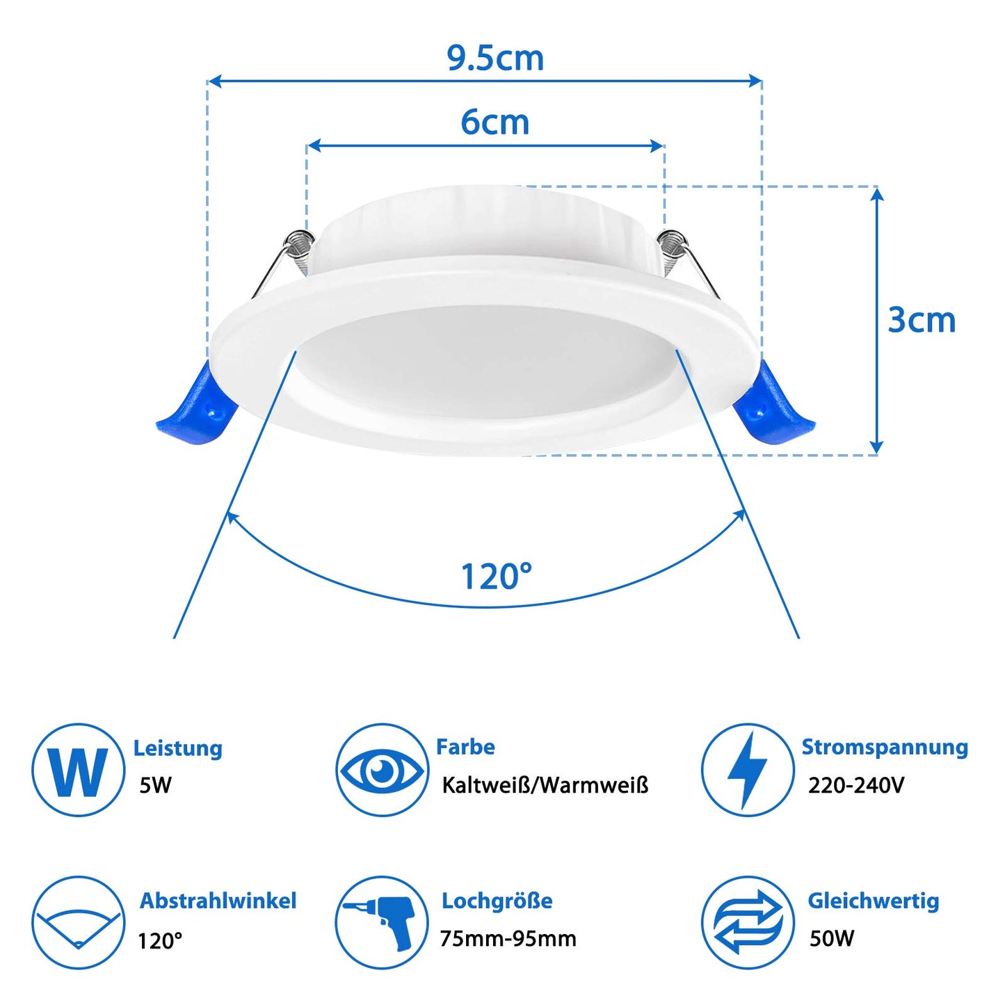 NAIZY LED recessed spotlights 230V Ultra Thin recessed light 20er set 5W bathroom light inset spotlight aluminum mini ceiling light for living room, bedroom, and kitchen - 20x5W, Cool White