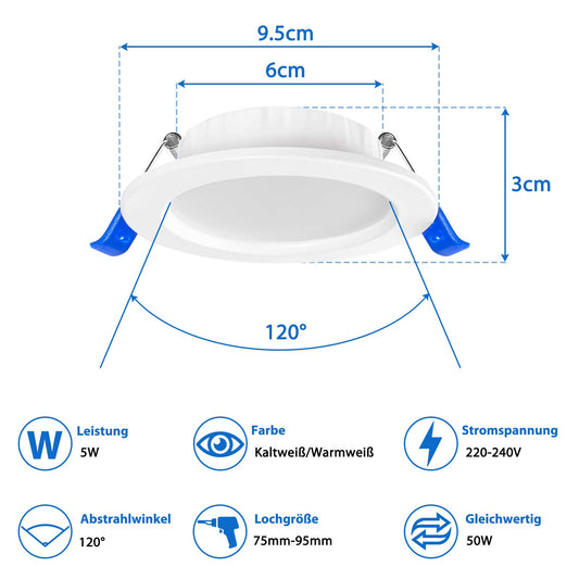 NAIZY LED recessed spotlights 230V Ultra Thin recessed light 20er set 5W bathroom light inset spotlight aluminum mini ceiling light for living room, bedroom, and kitchen - 20x5W, Cool White
