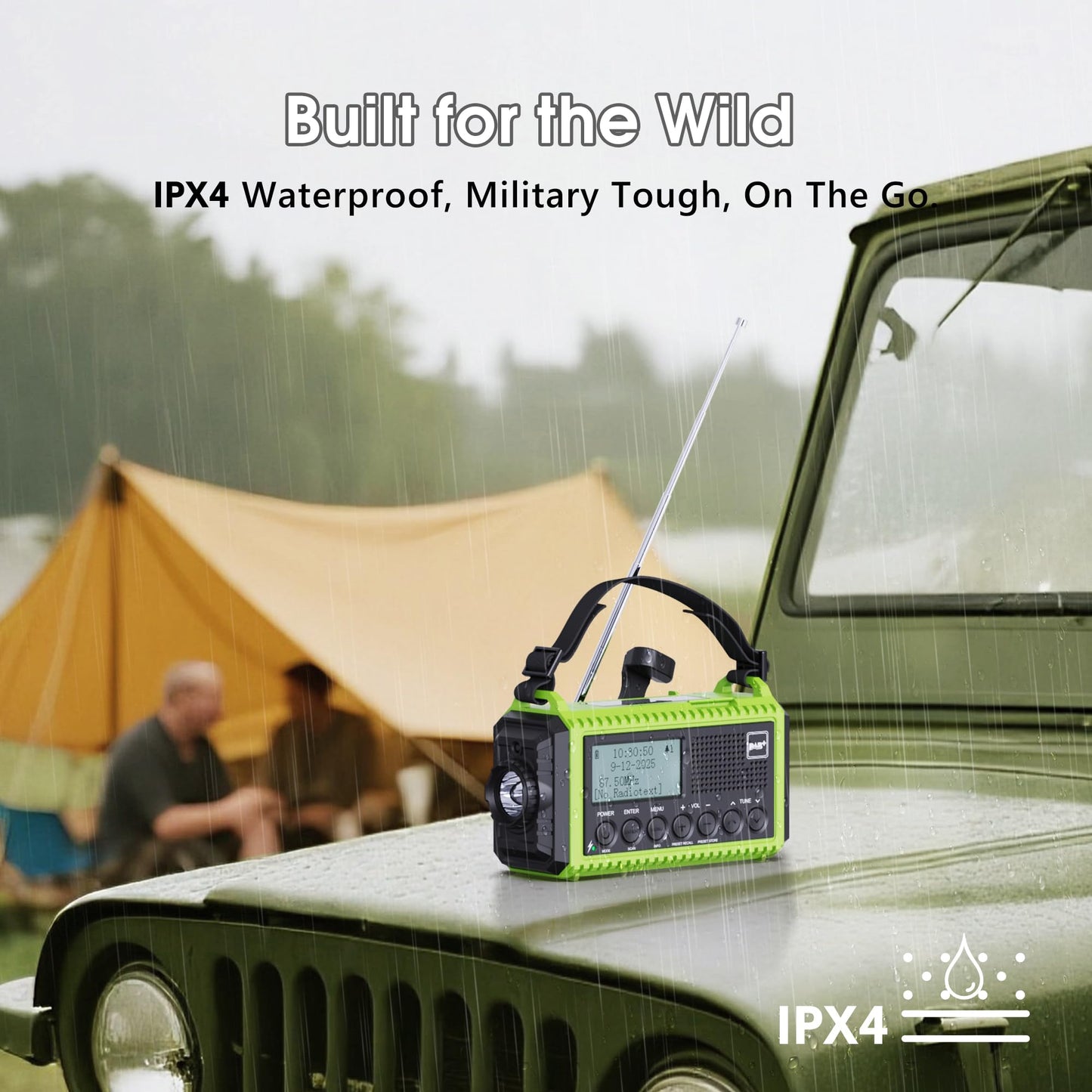 Crank radio DAB/DAB+, emergency radio with 5000mAh rechargeable battery, FM radio, battery radio emergency equipment with LED flashlight & reading light, SOS alarm for camping, emergencies & blackout.