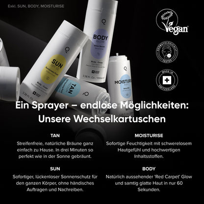 IONIQ TAN Dark Self-Tanner | Natural looking tan in 3 minutes for up to 14 days | Cartridge for IONIQ ONE Sprayer | Streak-free & long-lasting | Vegan & free of additives