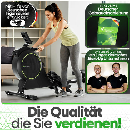 NEW Tretmann rowing machine for home set - extra quiet- [eddy current brake 2.0] certified up to 150KG | patented ErgoConcept | rowing machine magnet rowing machine rowing fitness equipment