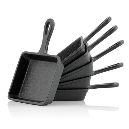 BBQ-Toro cast iron raclette pans (6 pieces) | 12.5 x 18 cm | pre-seasoned | Replacement pans for raclette, serving pans, grill accessories, cast iron pan, grill pan.