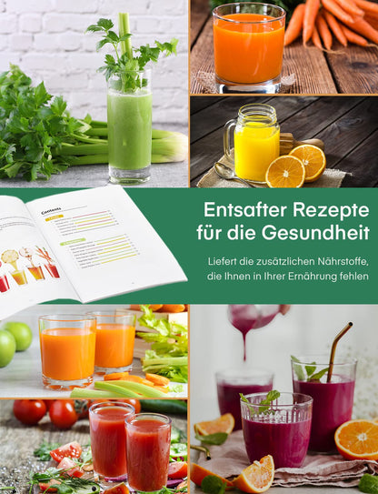 Julist Juicer for Vegetables and Fruits, Up to 800W Juicer with Large Feed Chute (65mm), 2 Speed Settings, Anti-Drip System & Anti-Slip Feet, Easy to use and clean 600W