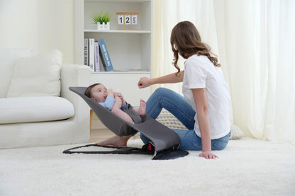 Reference to baby bouncer. Reference Belltop compatible with BabyBjorn Bouncer: Balance, Soft, and Bliss. Ergonomic baby bouncer seat. Hypoallergenic quilting. (Gray)