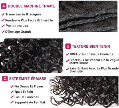 Curly Weave Bundles made of 100% human hair, 28 inches long. Unprocessed Brazilian Kinky Curly Virgin Human Hair for Black Women in natural color.