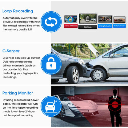 Jansite 10'' Mirror Dashcam with Hardwire Kit, 24H Parking Monitor Car Camera Video Recorder 1080P Dual Dashcam with 170° Wide Angle Lens, Timelapse Video, Loop Recording, and G-Sensor