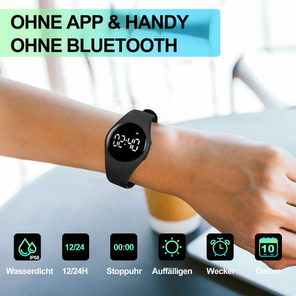 LEBEXY Pedometer Watch Simple Step Counter Without Bluetooth/Without App/Without Smartphone Fitness Bracelet Tracker for Walking Running for Women Men Fitness Watch for Swimming Sauna