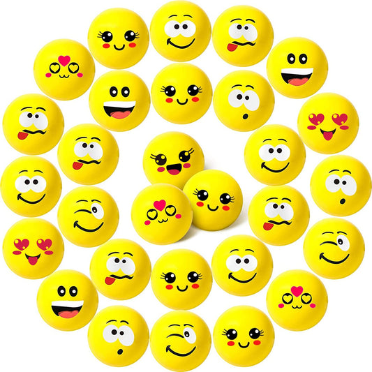 30 pieces of anti-stress balls for children and adults, smiley face stress balls, 1.6 inch mini foam stress relief balls, stress relief toys for children's birthday party favors (cute style)