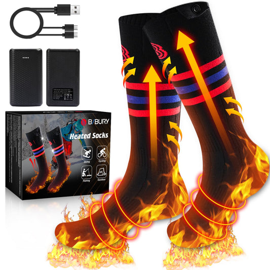 Heated socks, BIBURY Rechargeable Heated Socks for Men Women, Foot Warmers Heated Socks 3 Adjustable Temperature, 5000mAh Battery Electric Foot Warmer Warm Socks for Skiing Outdoor Hiking Riding.