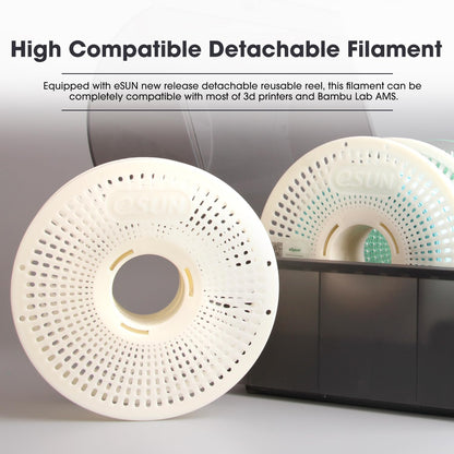 eSUN PLA+ Refill Filament and Spool Kit, Refill Spoolless PLA Plus 1.75mm and Removable Filament eSpool+, 1KG (2.2 LBS) for 3D printers, cool white