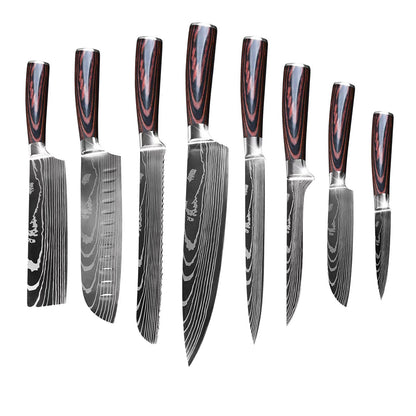 Gustrug Kitchen Knife Set 8-piece knife set made of high-quality stainless steel, ultra sharp knife set with ergonomic handle, gift box, perfect for home and restaurant cooking.