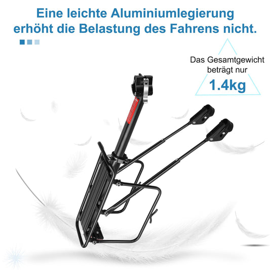 Toptrek bike rack for 24-29 inch bike | Universal aluminum alloy rack, carries at least 50 KG | Rear bike rack for MTB, road bike, ebike, gravel bike
