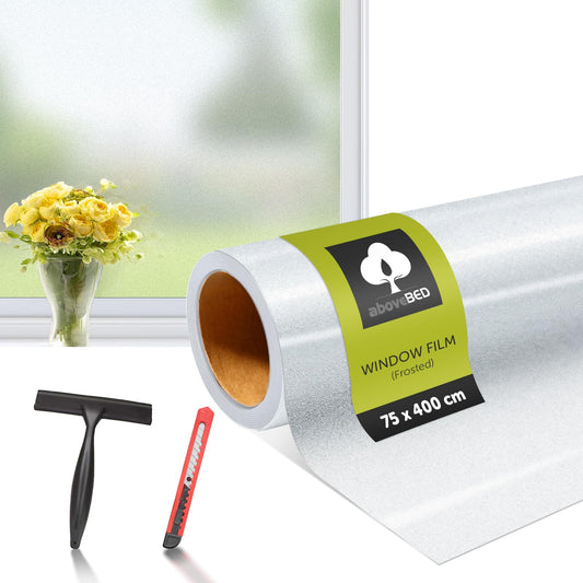 aboveBED window film opaque - 75 x 400 cm, privacy window film static cling, frosted glass film self-adhesive window with anti-UV, privacy protection for home office (Frosted-Look)