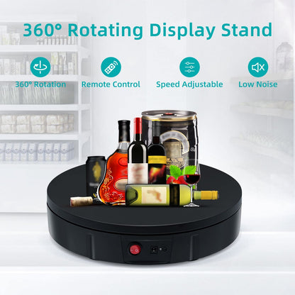 Mcbazel 360 Degree Electric Rotating Turntable for Photography Electric Rotating Display Stand Display Table for showcasing Jewelry, Watches, digital products-30cm/11.8inch/100k-Black