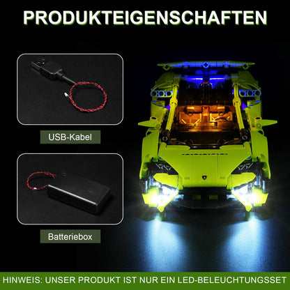 Cooldac LED Light Kit Compatible with Lego 42161 Lamborghini Huracán Technic, Creative Decorative Lights Set Compatible with Lego Technic 42161 Lamborghini Huracan Building Blocks Model.
