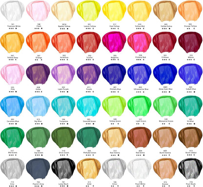 Artecho Acrylic Paint Set 48 x 36 ml, Waterproof and Lightfast, Quick Drying, Ideal for Canvas, Paper, and Fabric, Great for Christmas and other holidays.