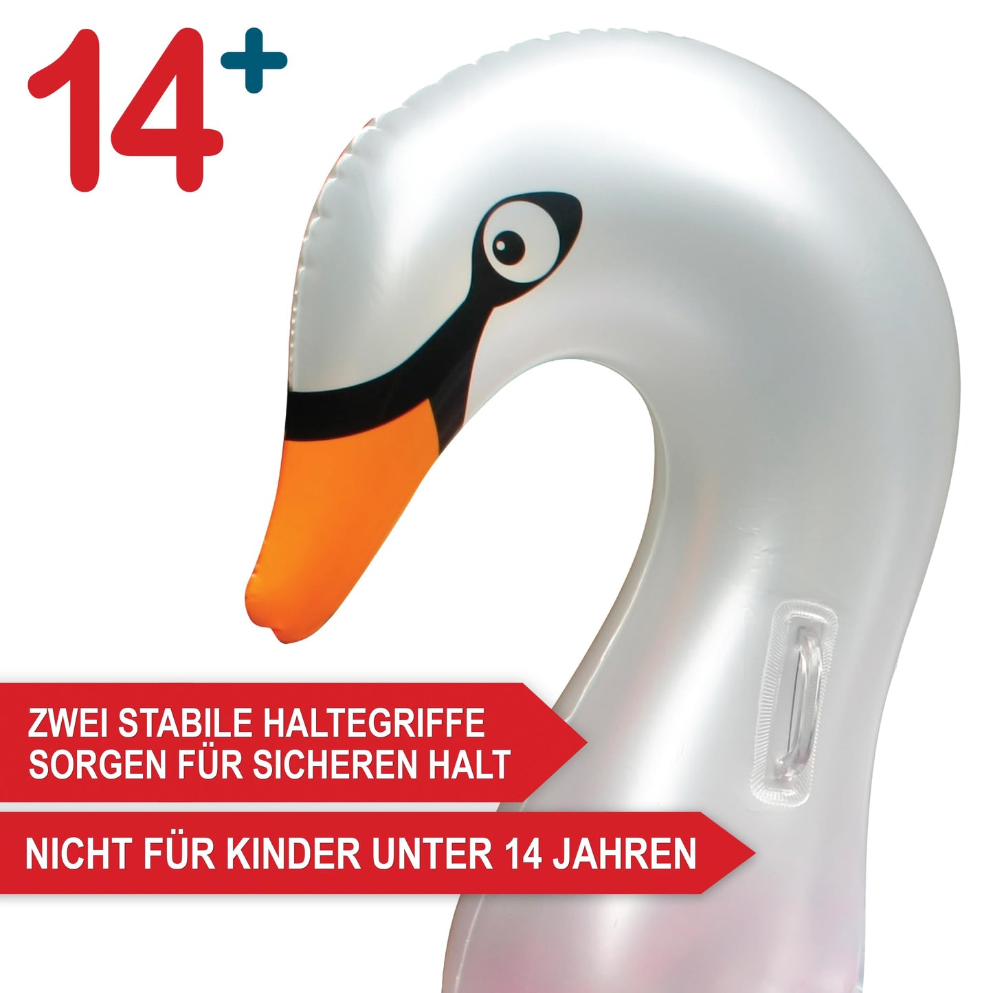 ONBEST inflatable XXXL swimming animal with feathers - 183x162x117 cm - water animal for inflating for adults & kids 14+ - highlight at pool & beach for water fun - bathing air mattress