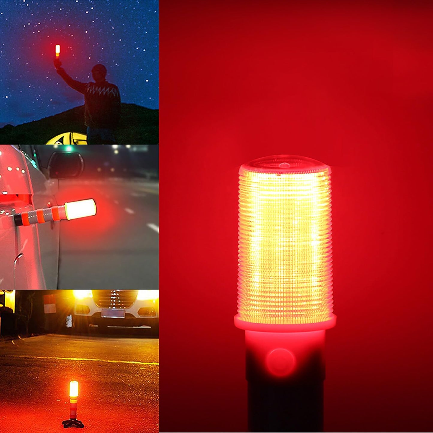 COFEMY LED Emergency Flares Set - Red light for highway road safety light camping lamp alternative to safety triangle LED emergency, 2 lights (1)