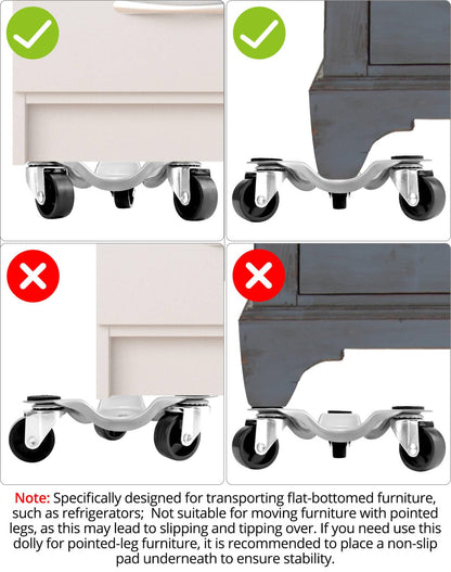 QWORK® 4 Pack 152mm Furniture Rollers, Transport Roller, 180kg Capacity, 3 Swivel Casters Moving Dolly, durable and easy to use.