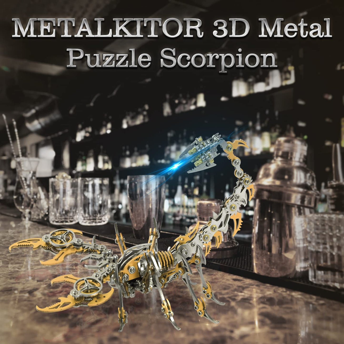 Metallic Scorpion King 3D Metal Puzzle Kits for Adults Teens - 454 pieces - Mechanical Assembly Models - Build Decorations for 4 hours (Gold)