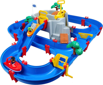 AquaPlay - Waterway Set Mountain Lake - 42-piece game set with Mountain Lake & MegaBridge - Waterway set with 3 play stations and 49 pieces