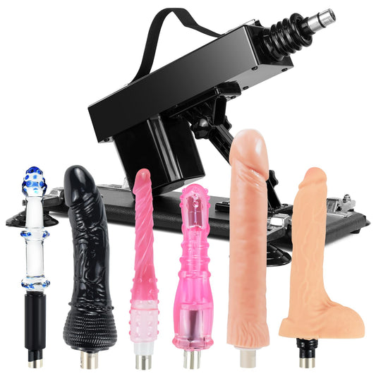 QUIWOO Sex Machine, Automatic Thrusting Love Machine for Women and Men, Sex Toy with Multi-Angle Adjustable Fucking Machine with 6 3xlr Interface Attachments, Glass Dildo.