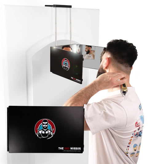 LIPFISBARBERSHOP.COM Portable Mini 360 Degree LED Mirror - Adjustable Hooks - Self-Haircut Mirror - Compact 3-Way Mirror for precise haircutting - Self-Haircut Mirror.